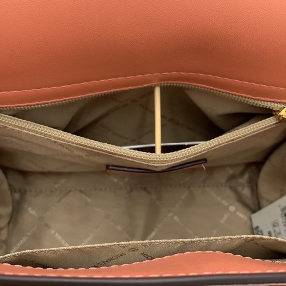 Michael Kors Carmen Medium Color-Block Logo Satchel Crossbody Sherbert Multi - Picture 7 of 16